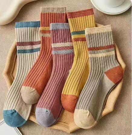 Athletic Crew Socks 3 Pairs Multicolor Cotton Blend Comfort Fit